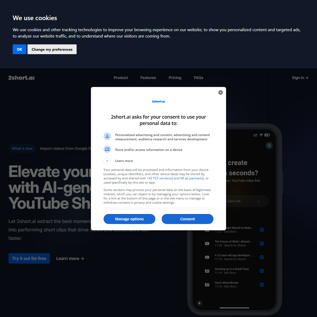 2short.ai - video editing Tool Screenshot