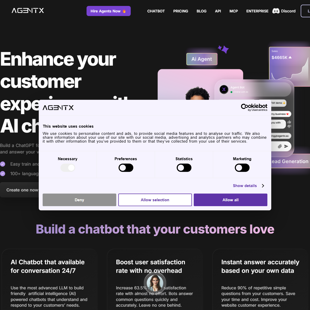 AgentX - AI chatbots Tool Screenshot