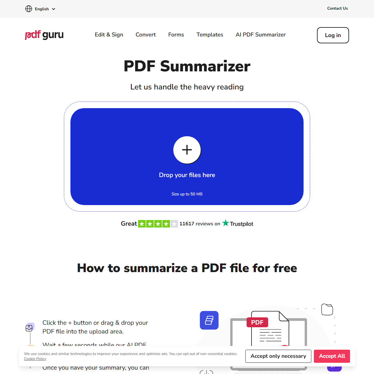 AI PDF Summarizer by PDF Guru - summarizer Tool Screenshot