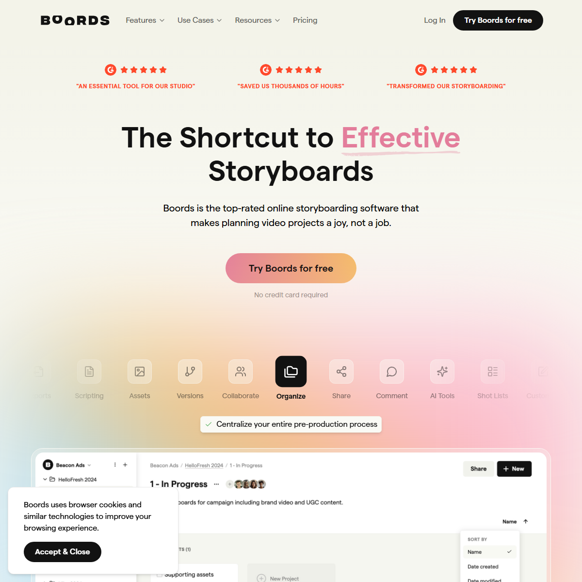 AI Storyboard Generator - project management Tool Screenshot