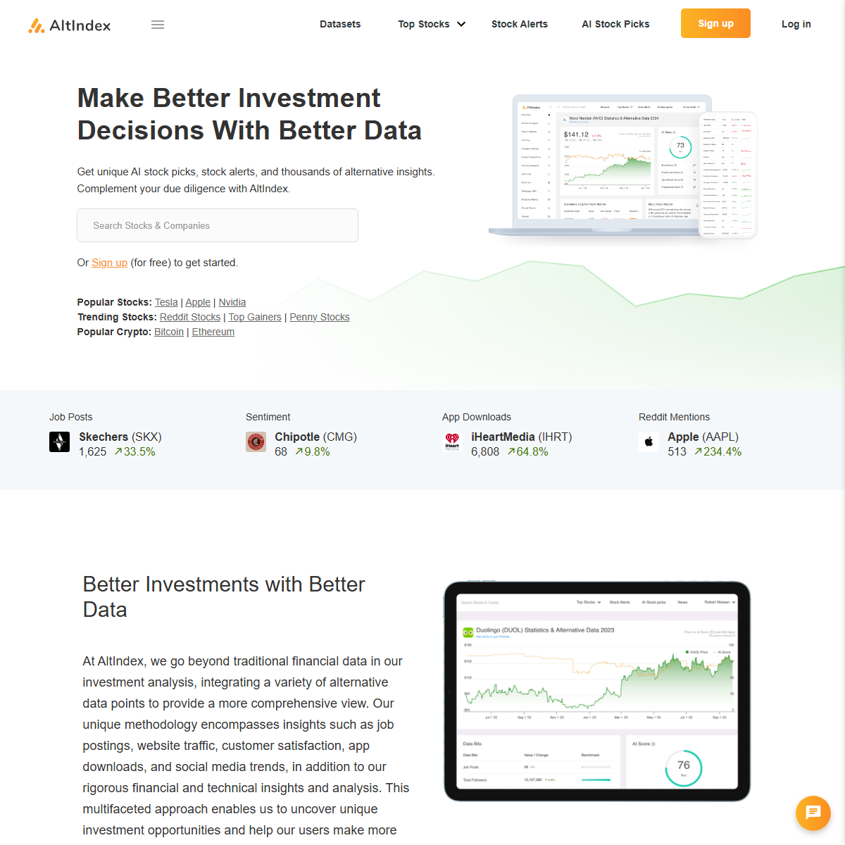 AltIndex - research Tool Screenshot