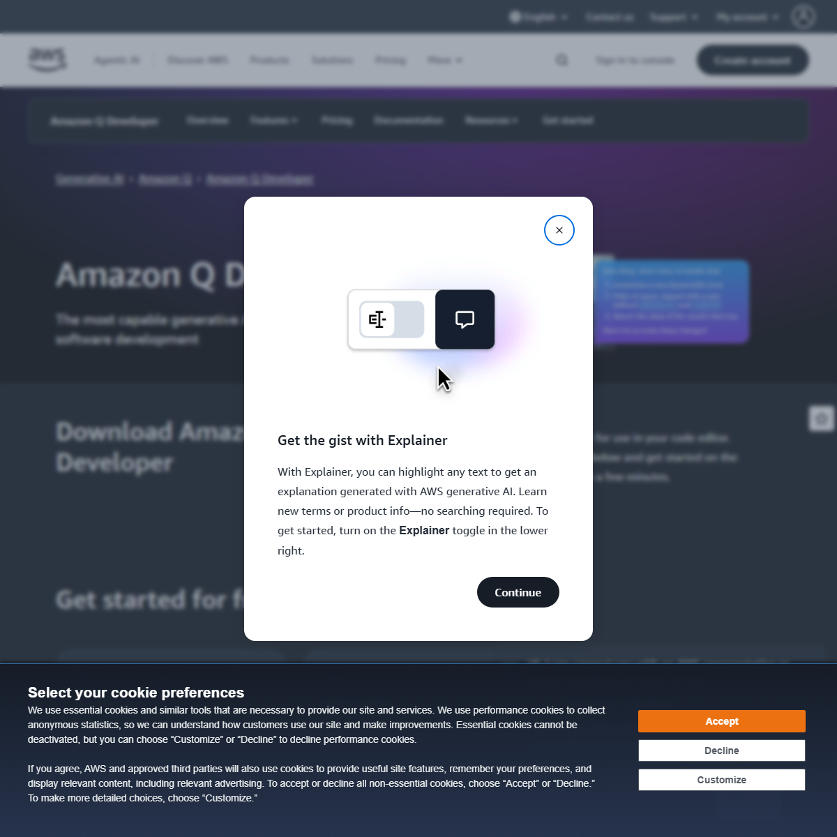 Amazon Q Developer - code assistant Tool Screenshot