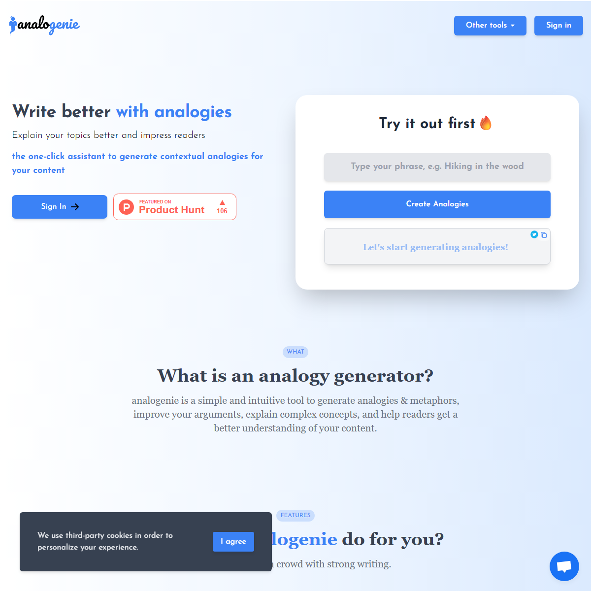 Analogenie - writing generators Tool Screenshot