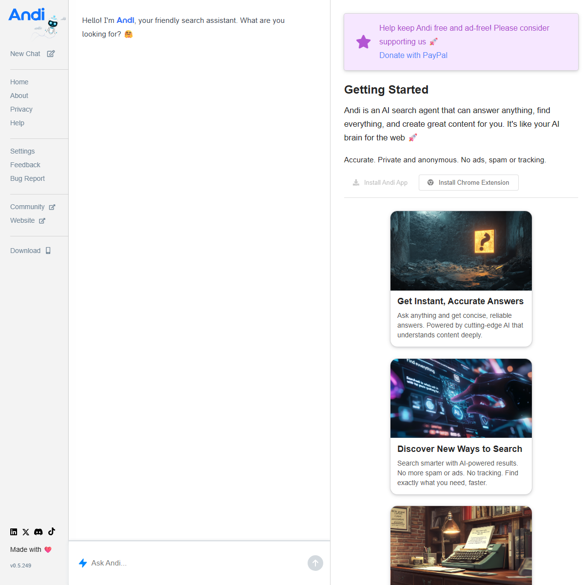 Andi - search engine Tool