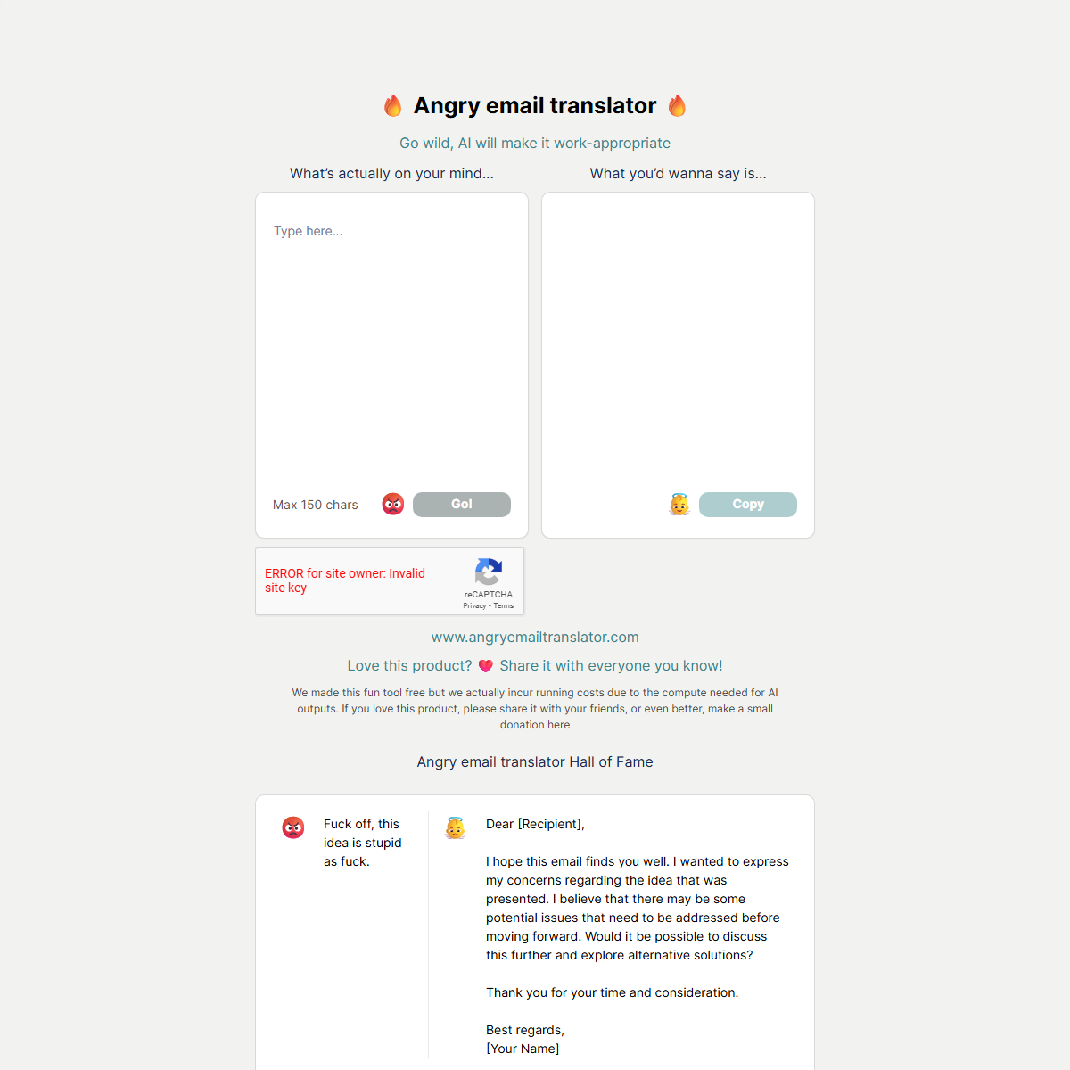Angry Email Translator - email assistant Tool Screenshot