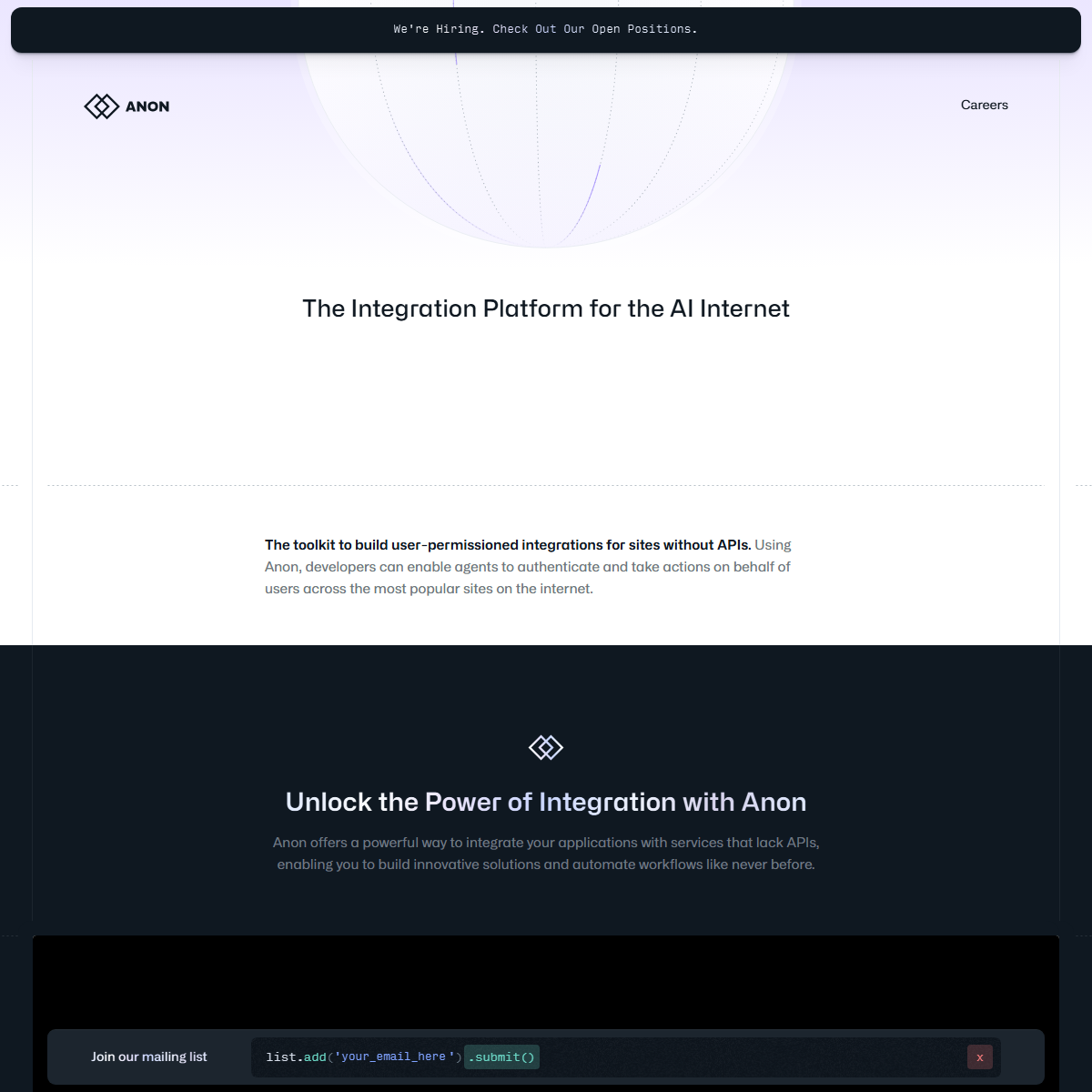 Anon - AI agents Tool Screenshot