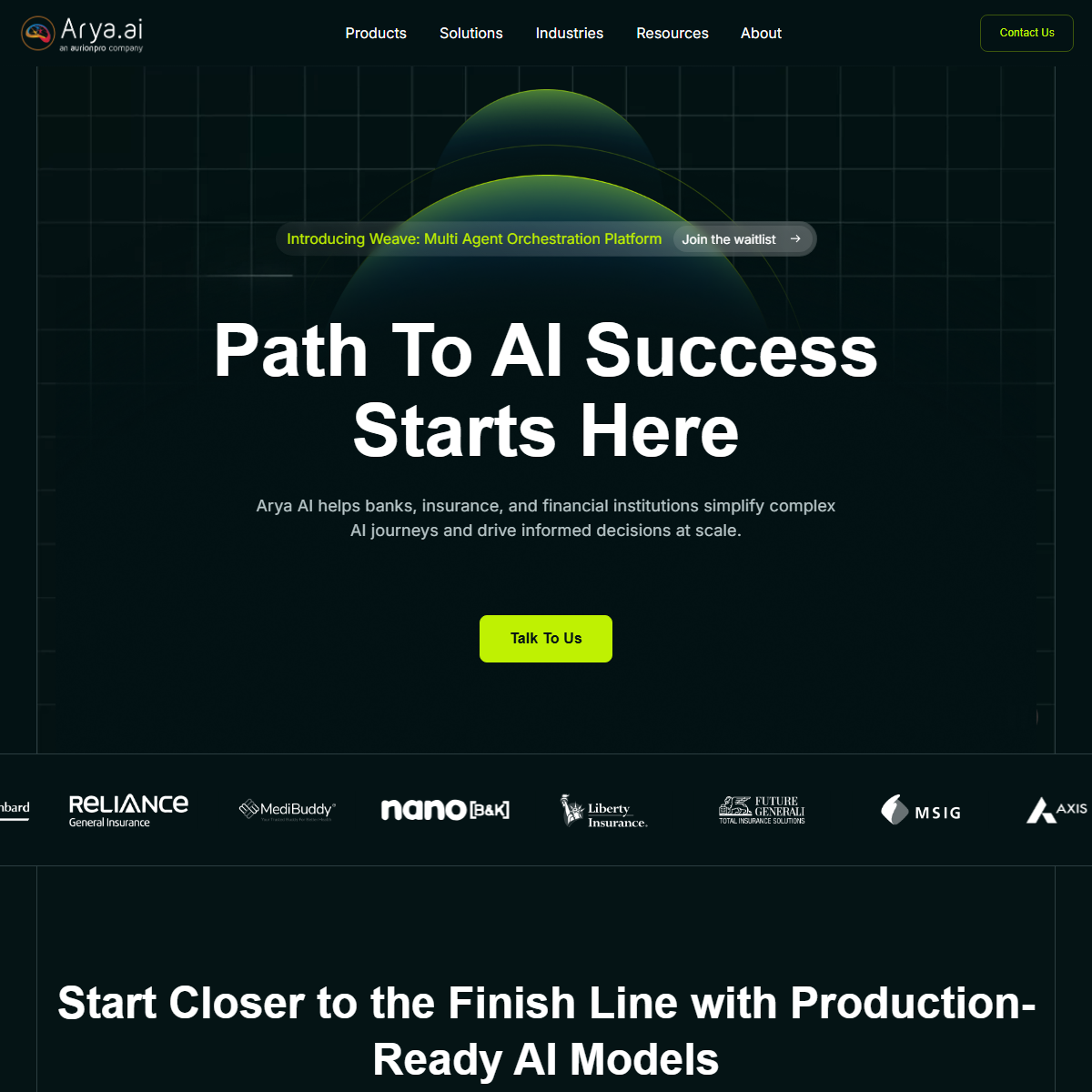 Arya.ai - finance Tool Screenshot