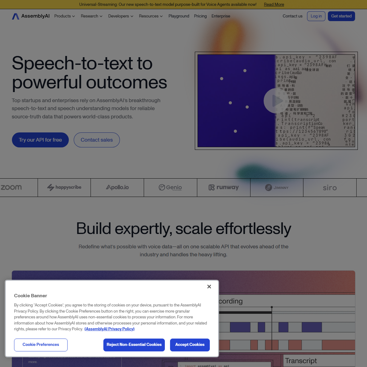 AssemblyAI - transcriber Tool Screenshot