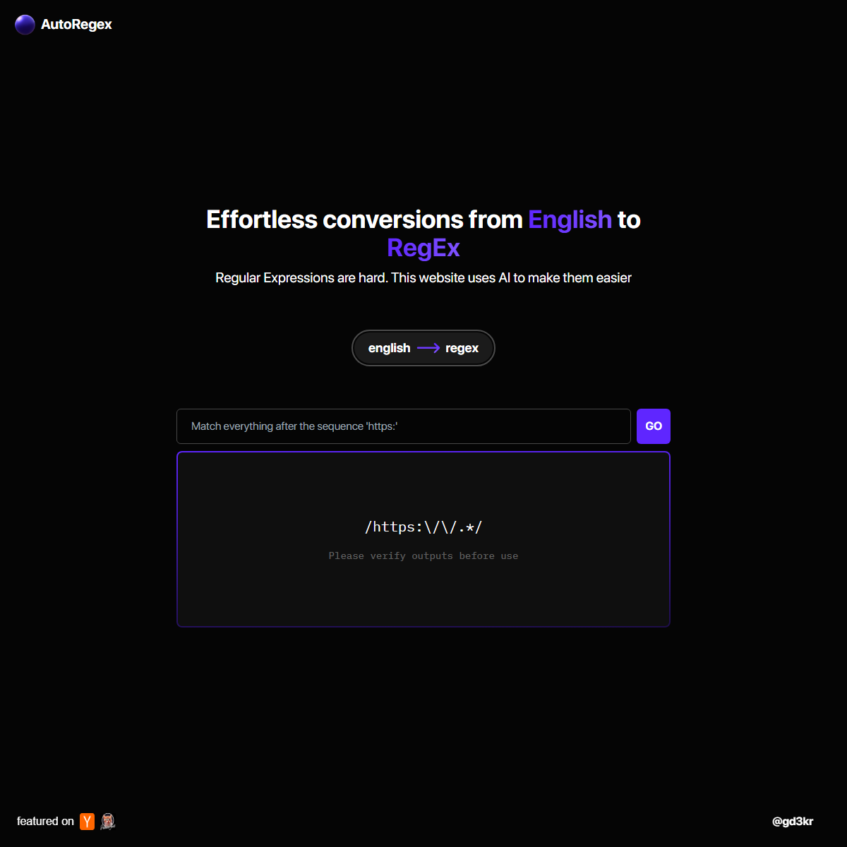 AutoRegex - code assistant Tool Screenshot