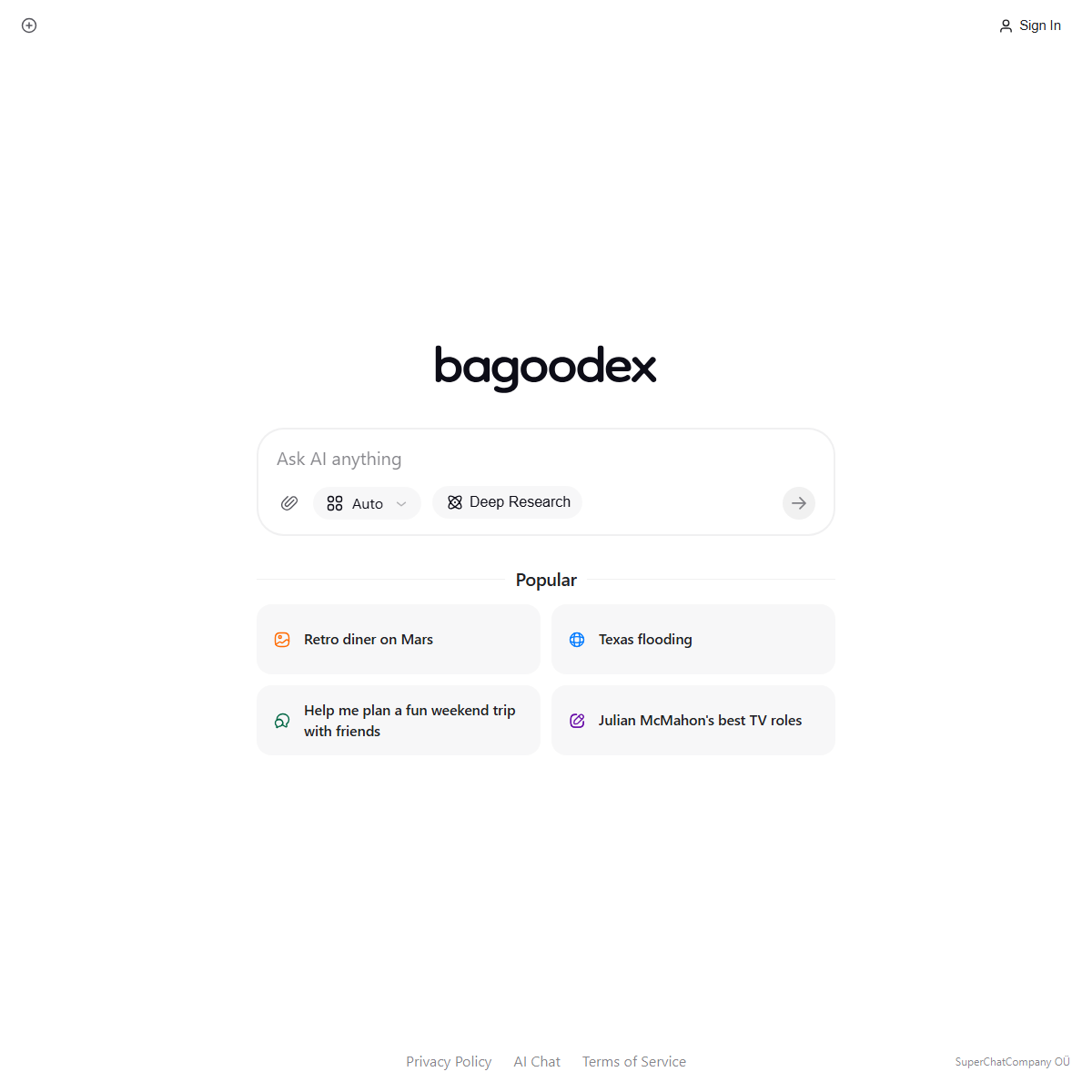 Bagoodex - search engine Tool Screenshot