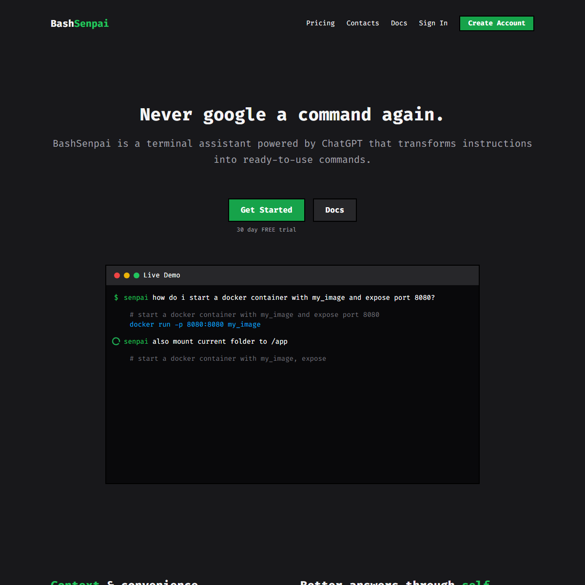 BashSenpai - code assistant Tool Screenshot