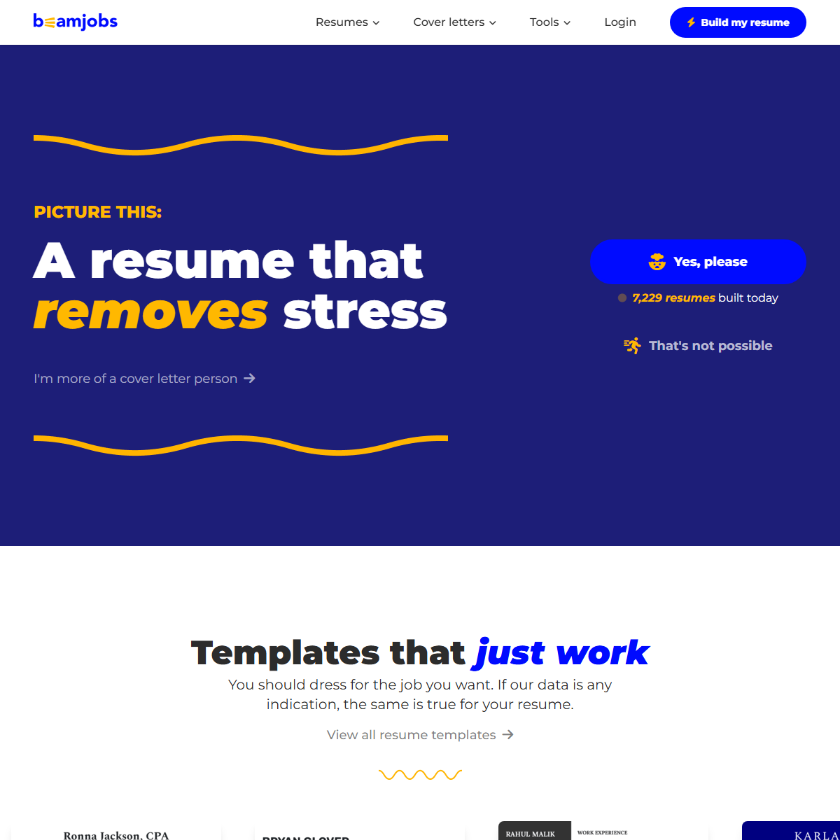BeamJobs Resume Builder - human resources Tool Screenshot