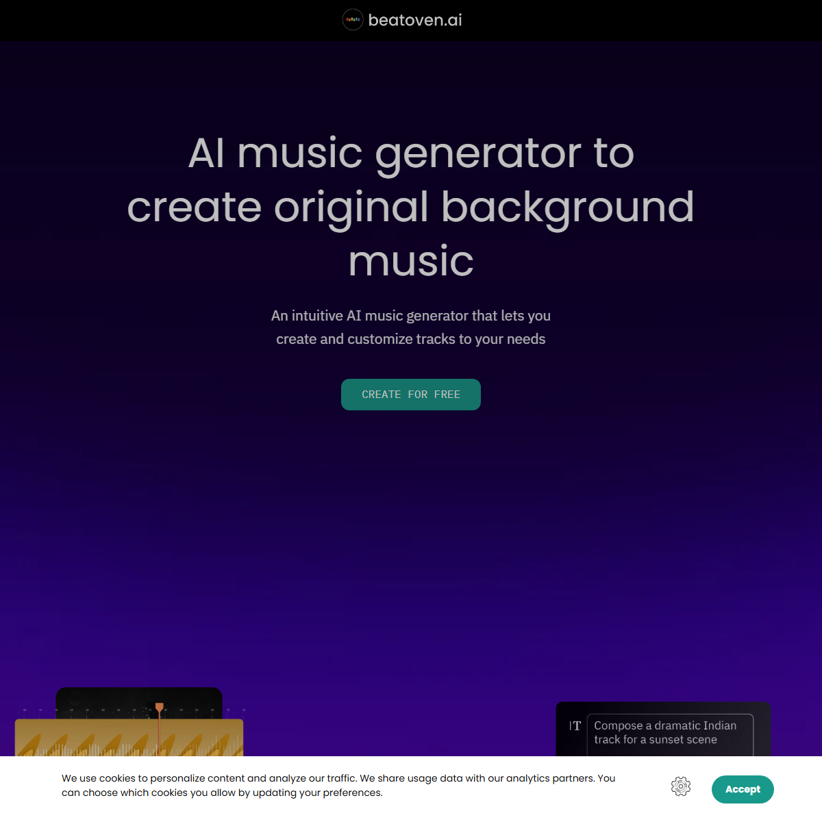 Beatoven.ai - music Tool Screenshot