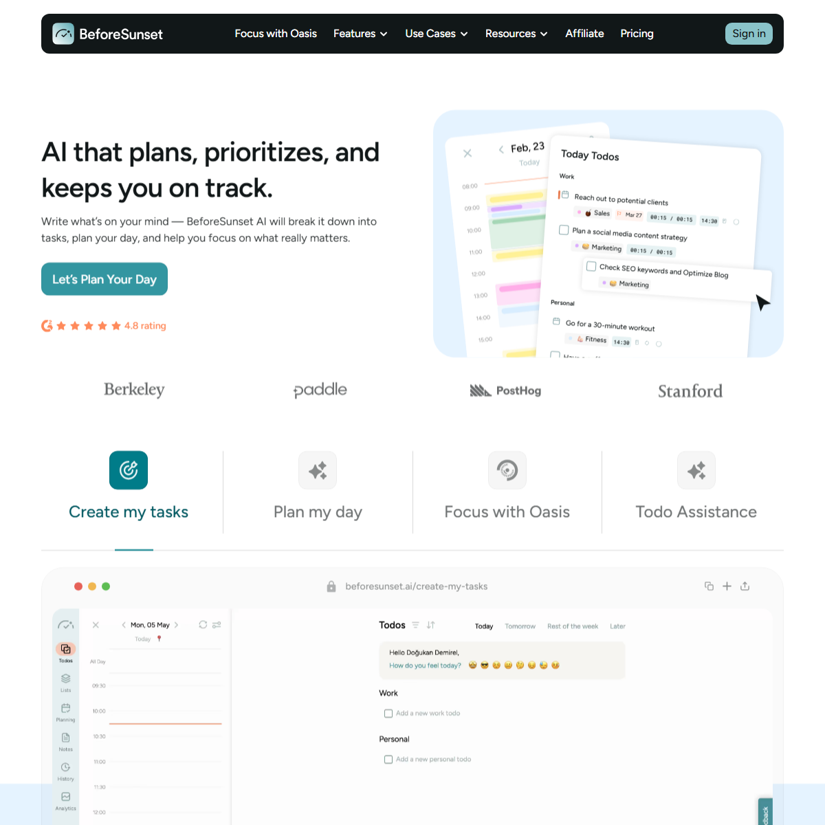 BeforeSunset - personal assistant Tool Screenshot