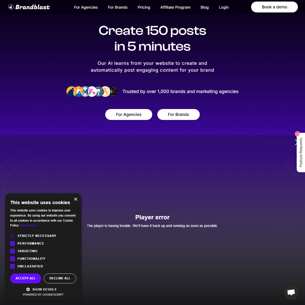 Brandblast.ai - social media Tool Screenshot