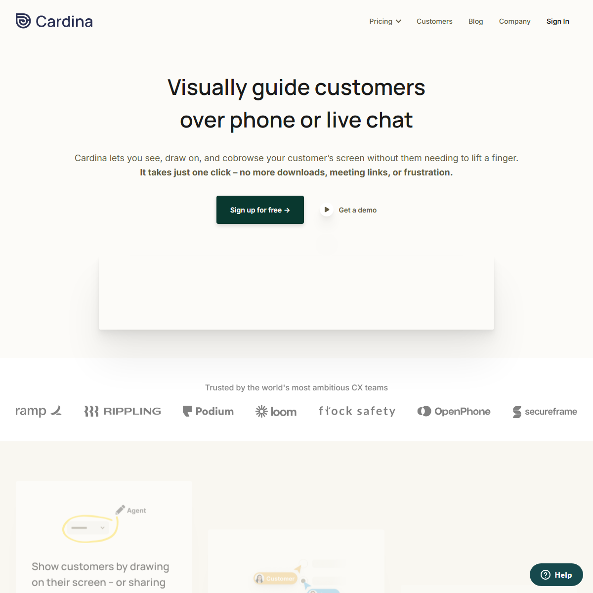 Cardina - customer support Tool Screenshot