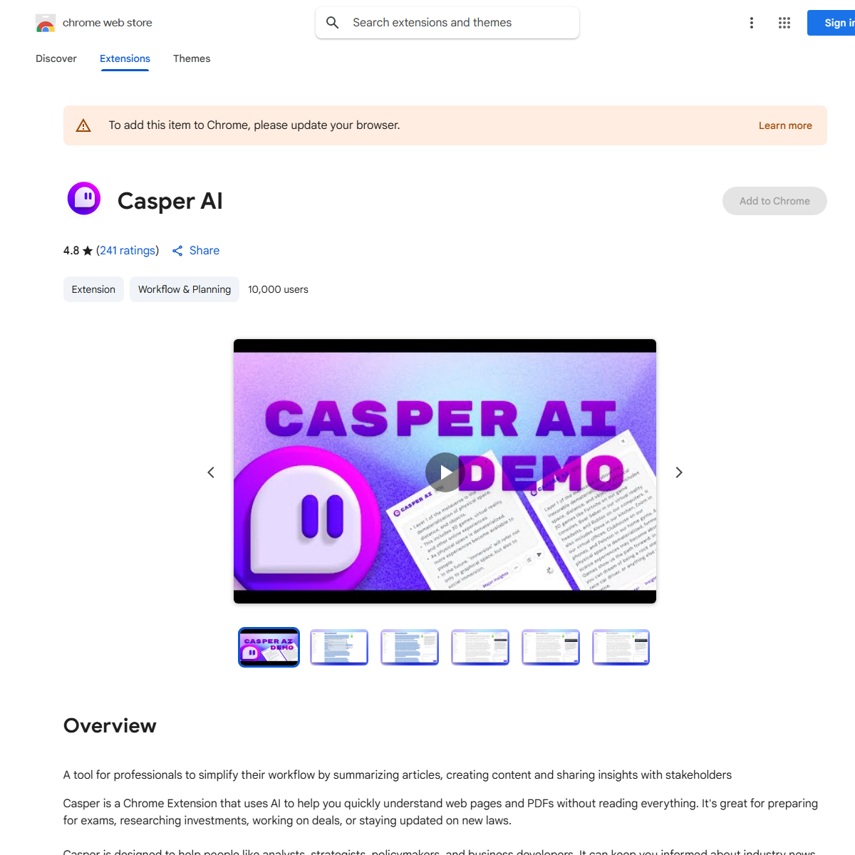 Casper AI - summarizer Tool