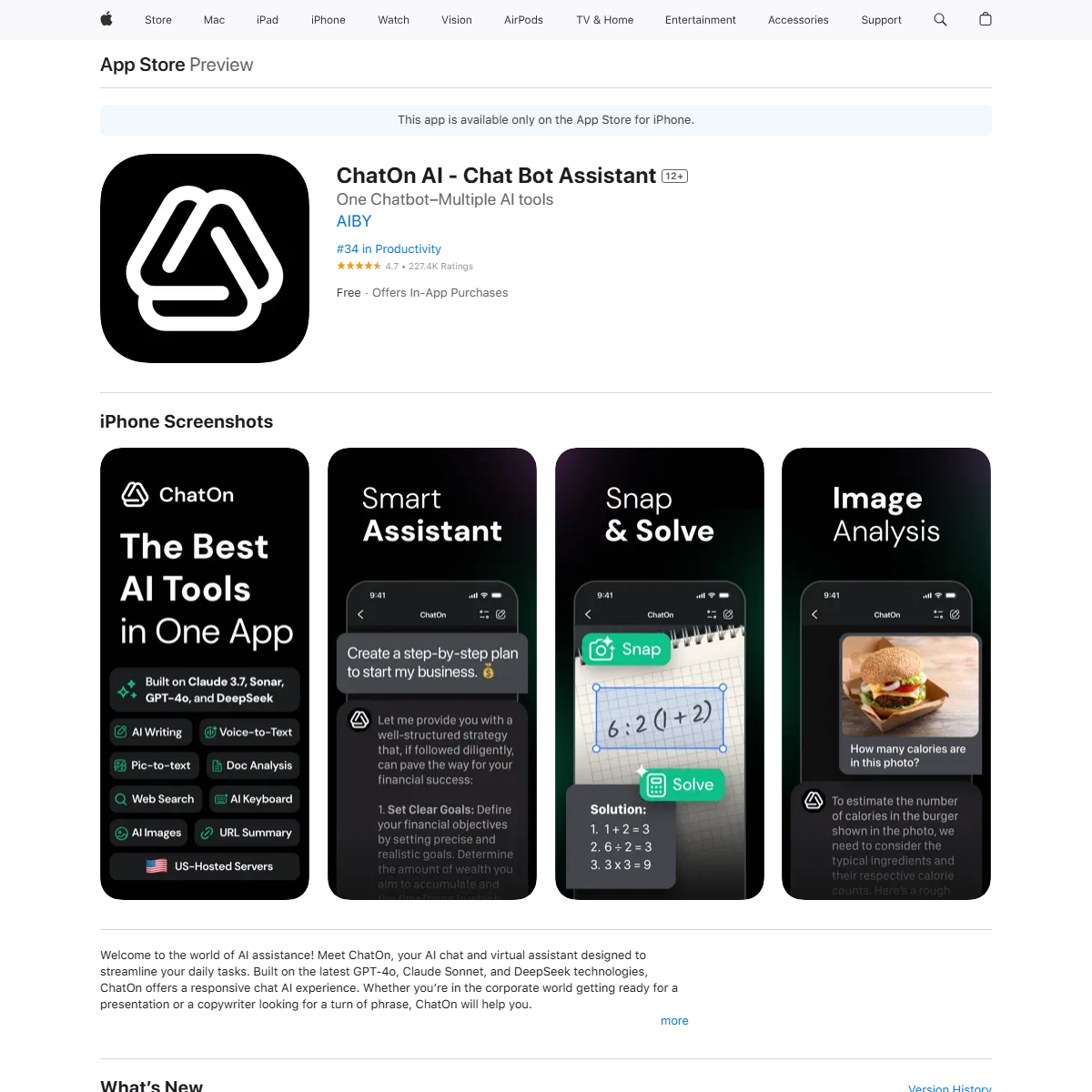 ChatOn - personal assistant Tool Screenshot