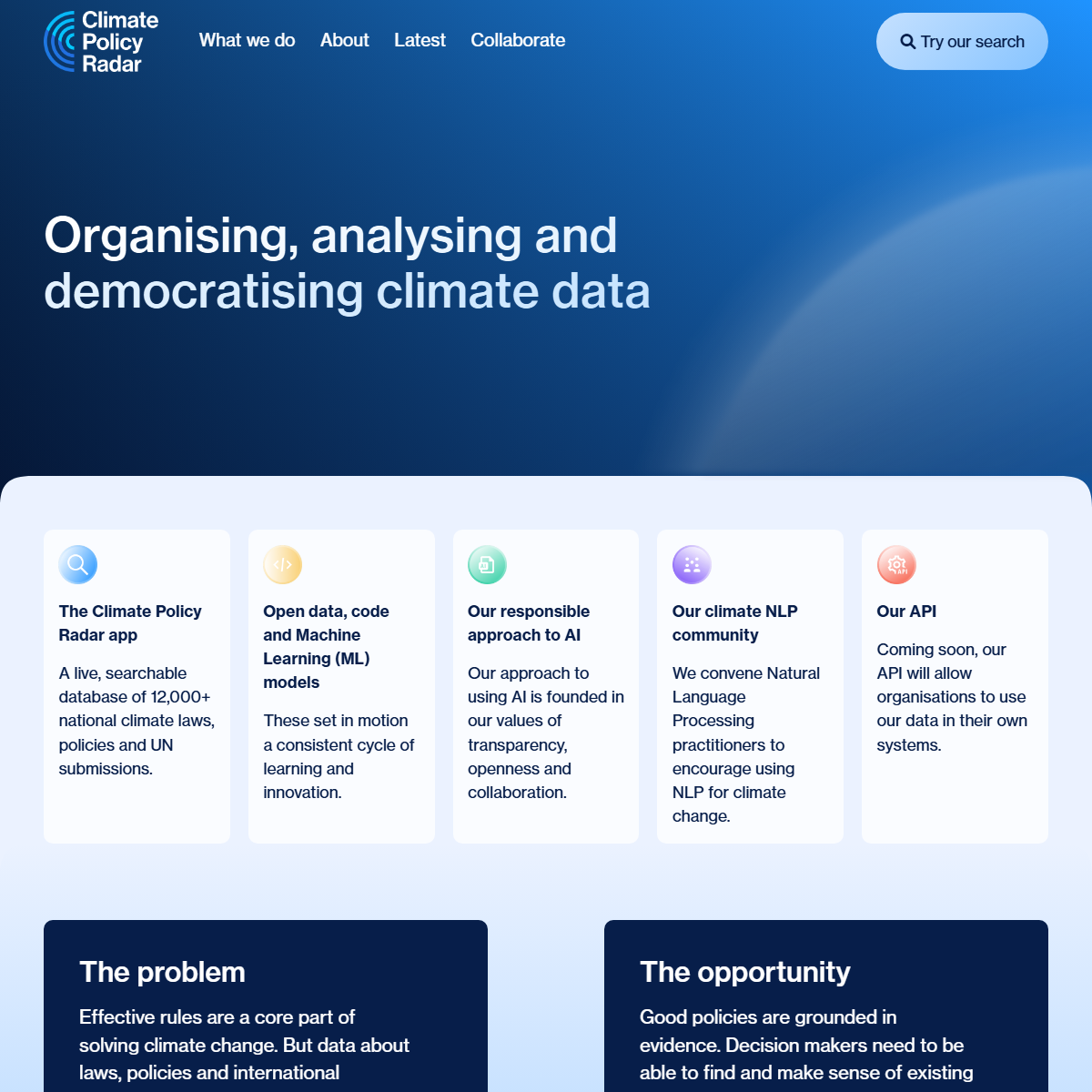 Climate Policy Radar - research Tool Screenshot