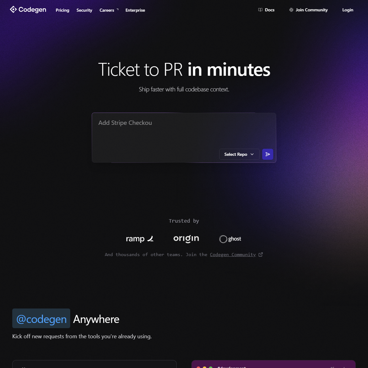 Codegen - project management Tool Screenshot