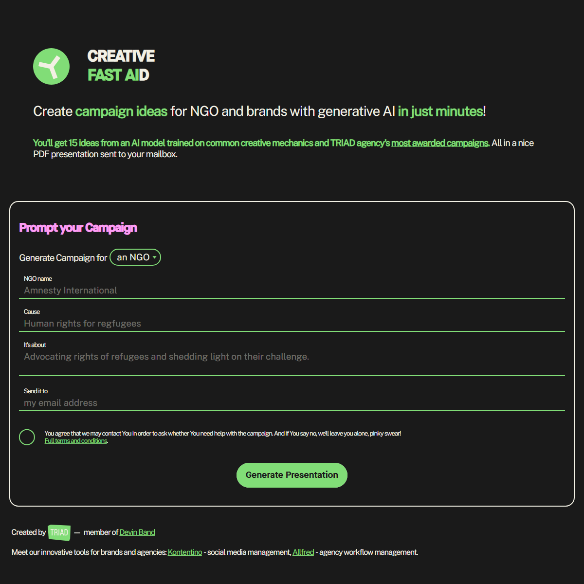 Creative Fast AID - presentations Tool Screenshot