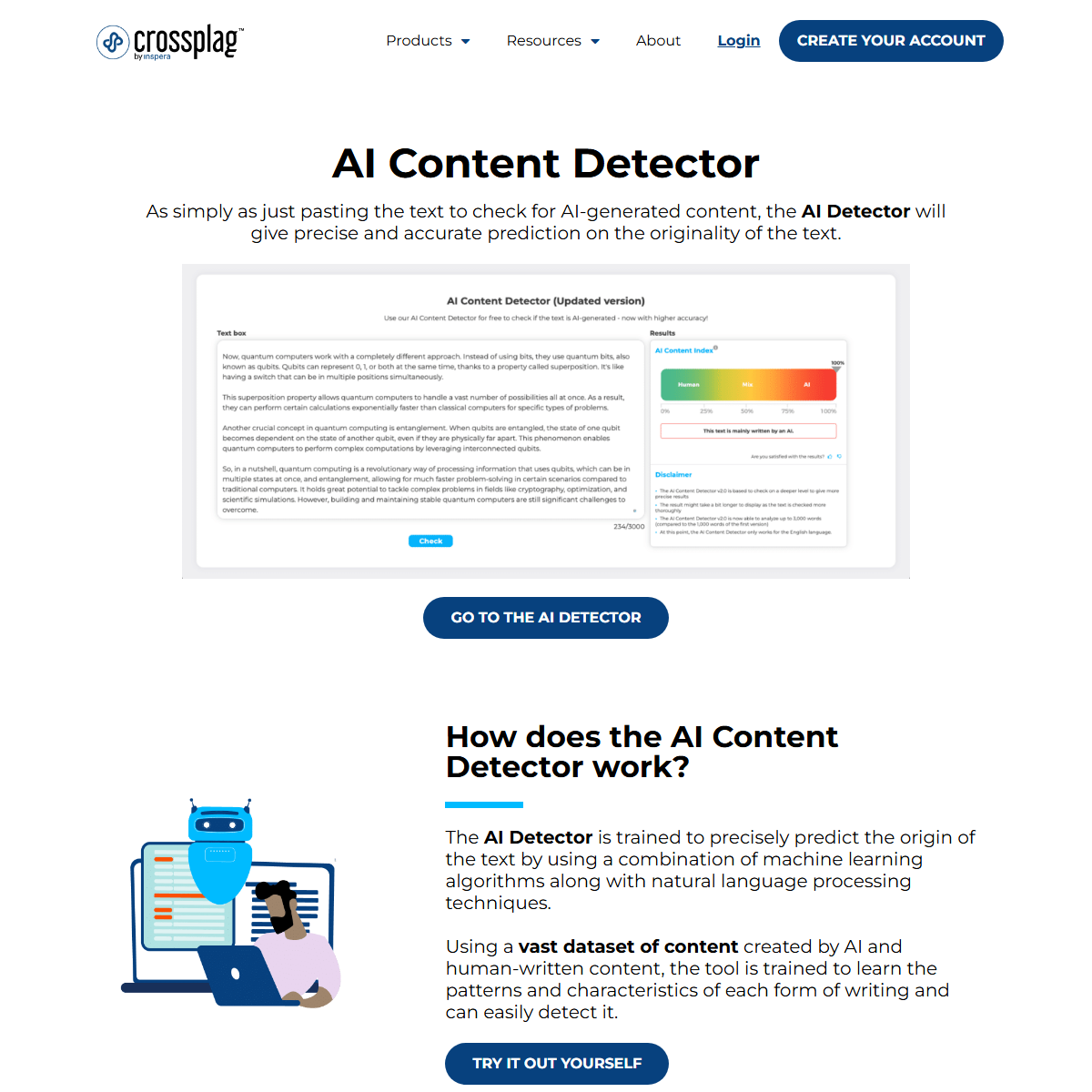 Crossplag - AI detection Tool Screenshot
