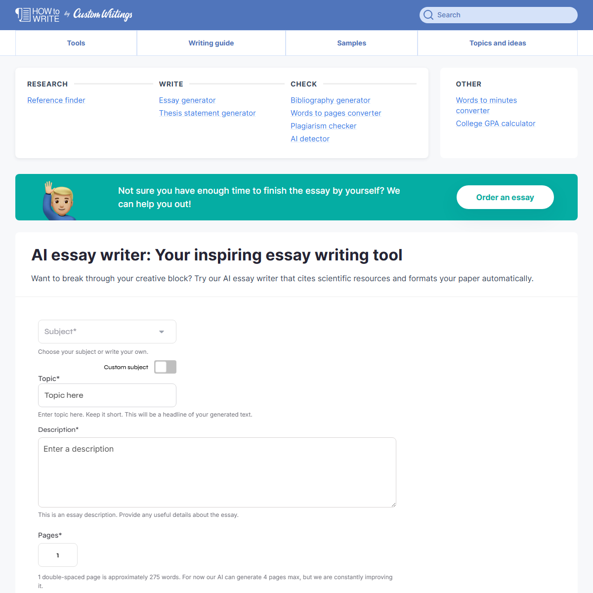 CustomWritings - writing generators Tool Screenshot
