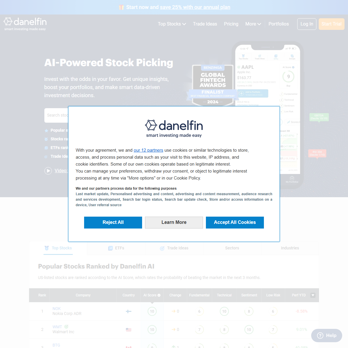 Danelfin - stock trading Tool Screenshot