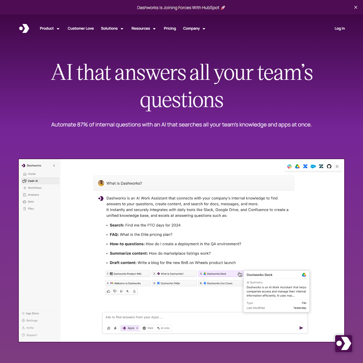 Dashworks - AI agents Tool Screenshot