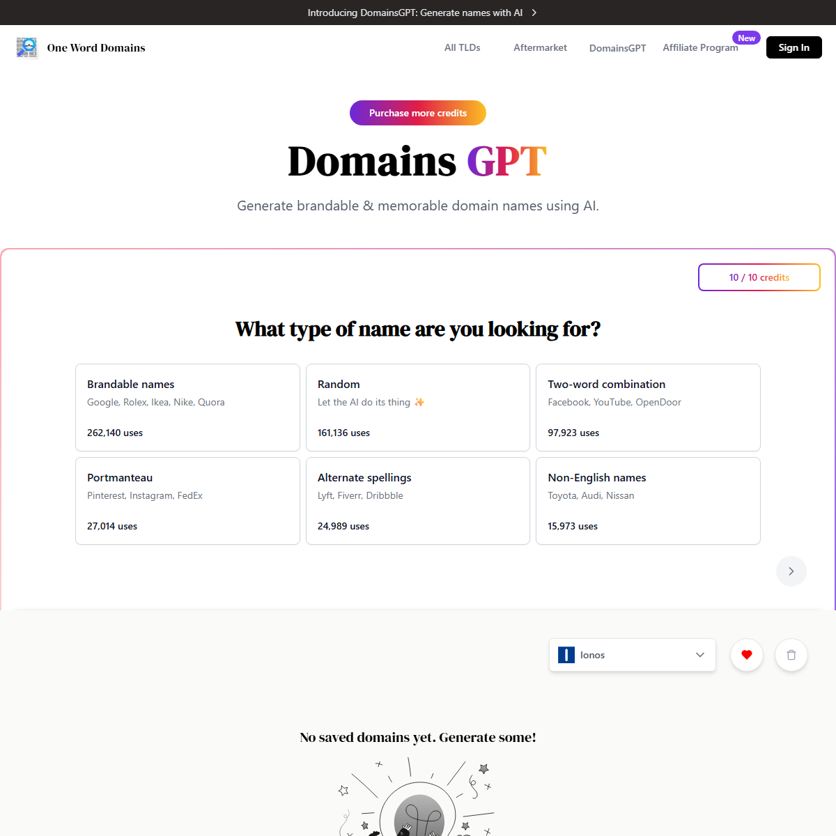 DomainsGPT - startup tools Tool Screenshot
