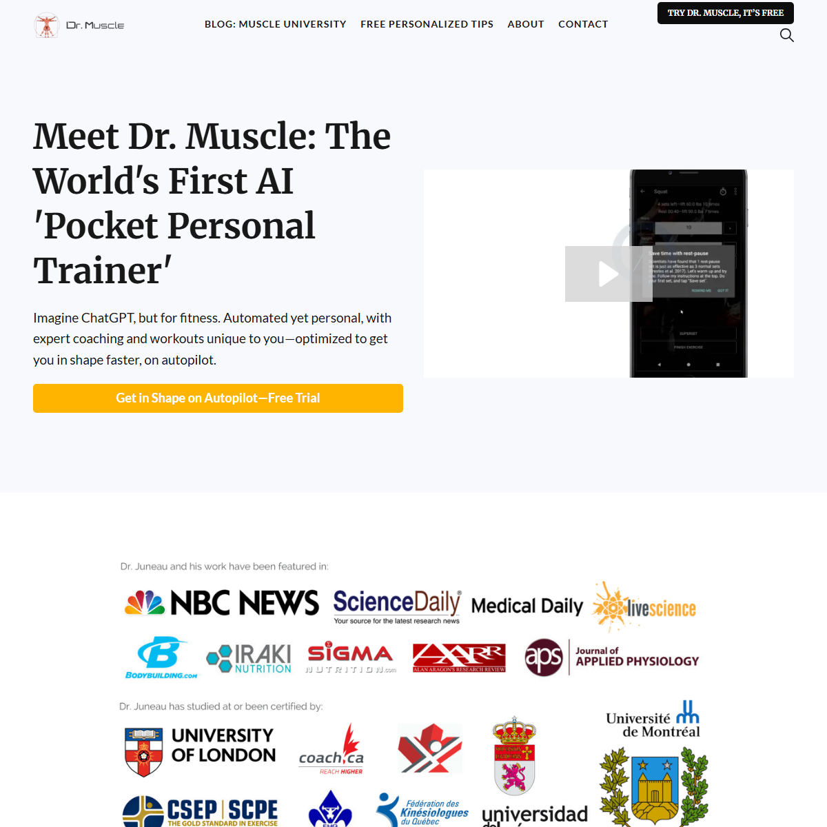 Dr. Muscle - fitness Tool Screenshot