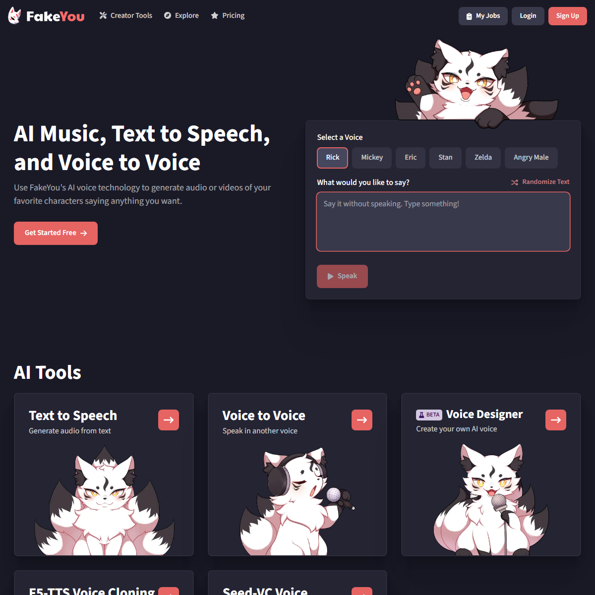 FakeYou - text to speech Tool Screenshot