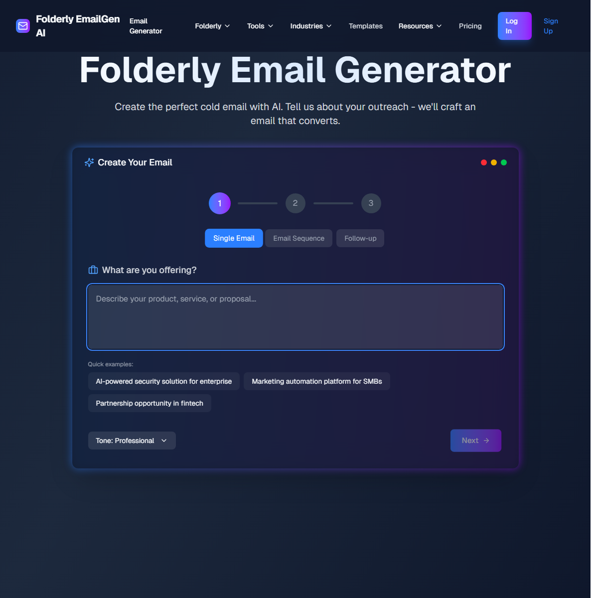 Folderly EmailGen AI - email assistant Tool Screenshot
