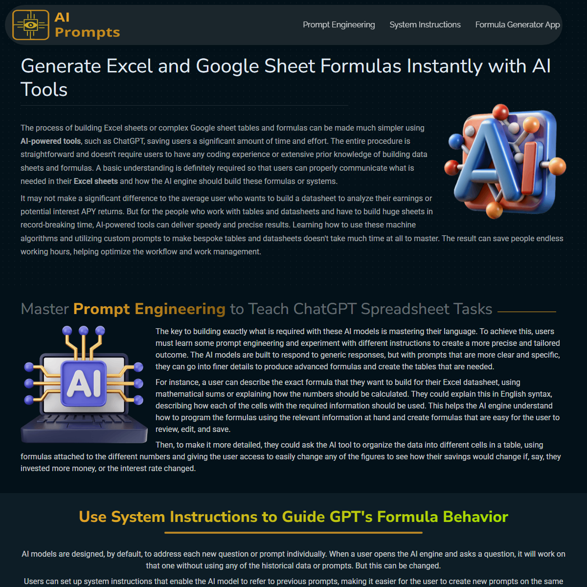 Formula Generator - spreadsheets Tool Screenshot