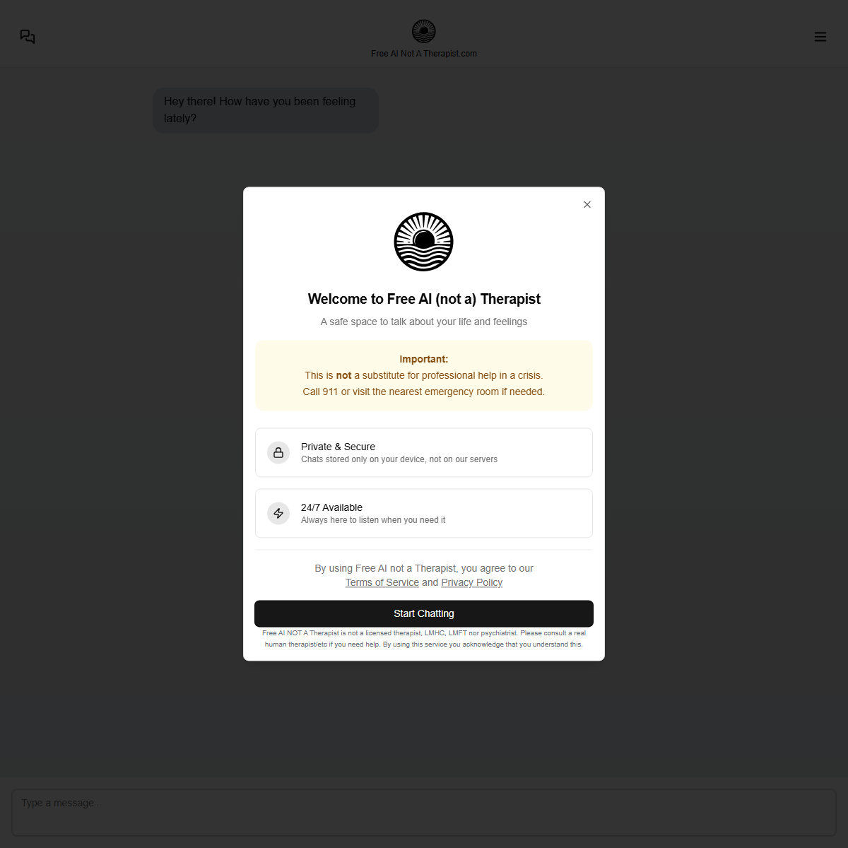 Free AI Therapist - health Tool Screenshot