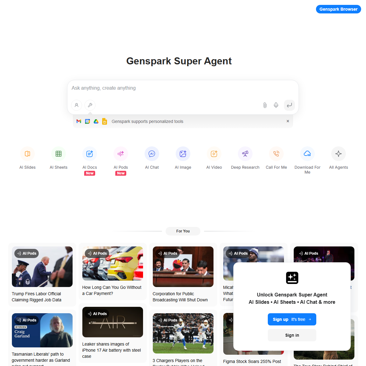 Genspark.ai - search engine Tool Screenshot