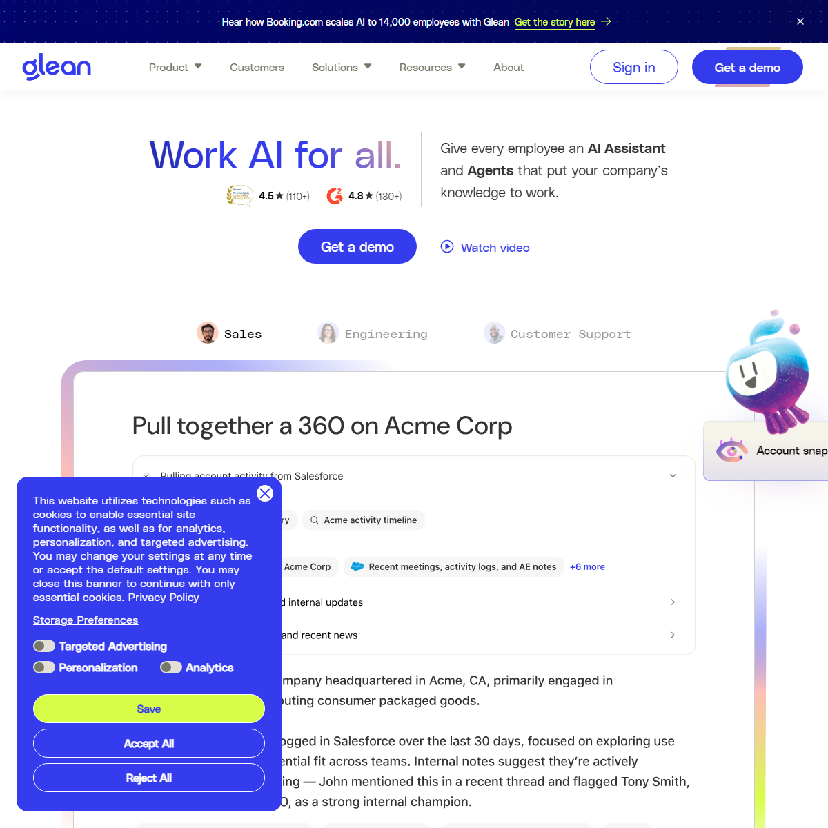 Glean - search engine Tool Screenshot