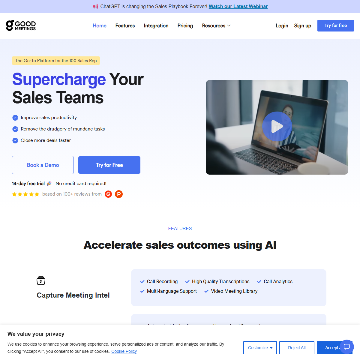 Goodmeetings - sales assistant Tool Screenshot