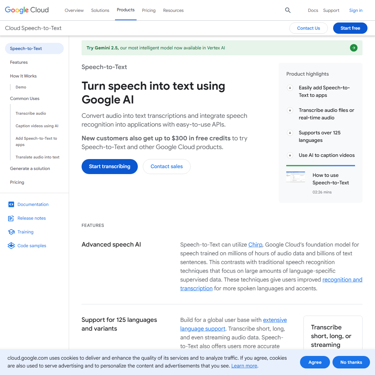 Google Cloud Speech to Text - transcriber Tool Screenshot