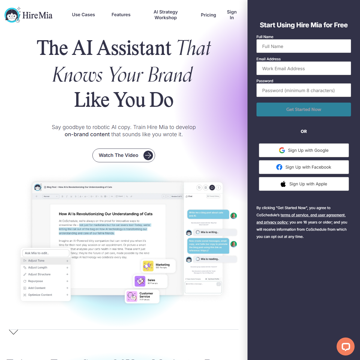 Hire Mia - marketing Tool