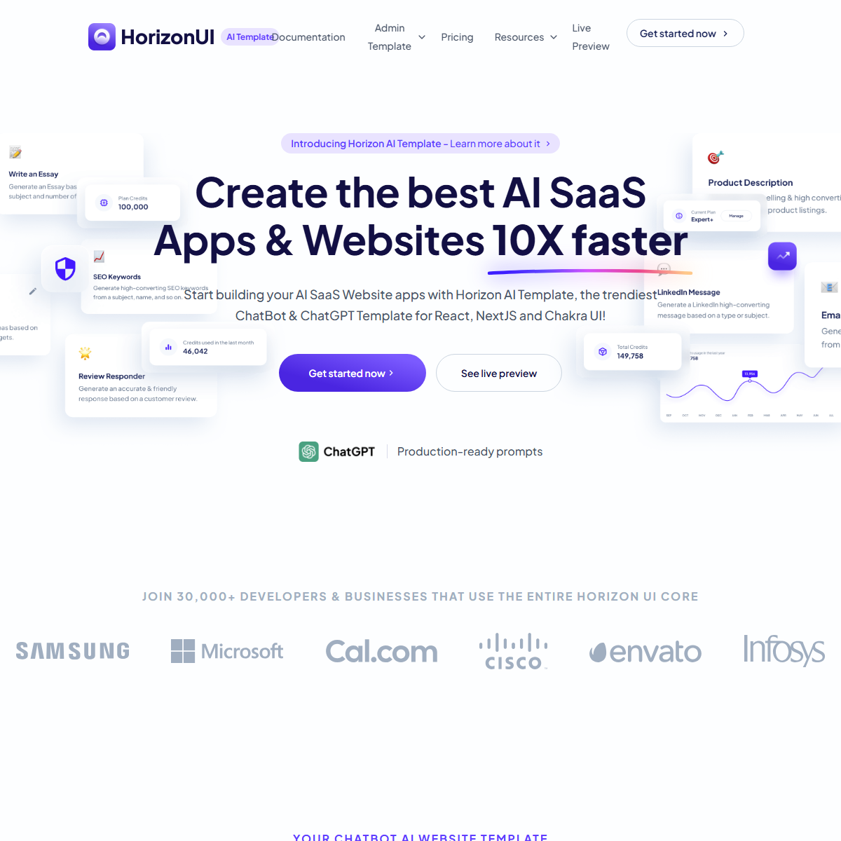 Horizon AI Template - website builders Tool Screenshot