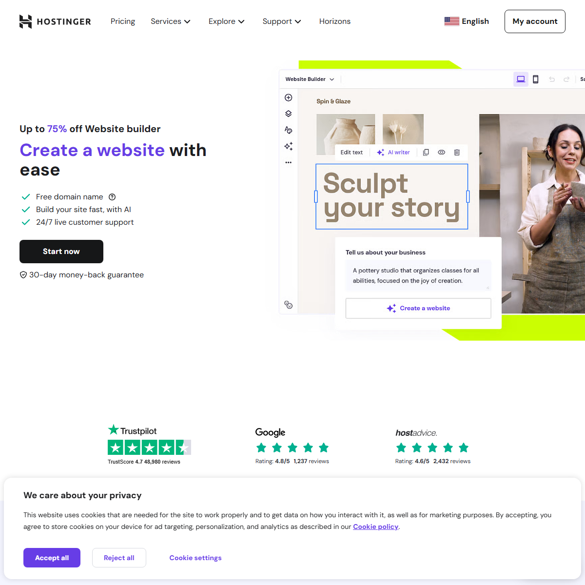 Hostinger AI Website Builder - website builders Tool Screenshot