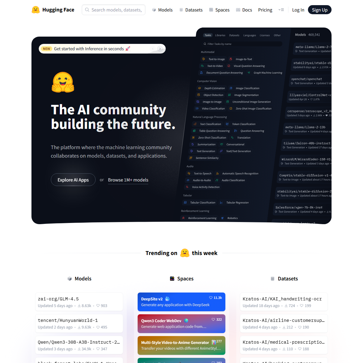 Hugging Face - AI chatbots Tool Screenshot
