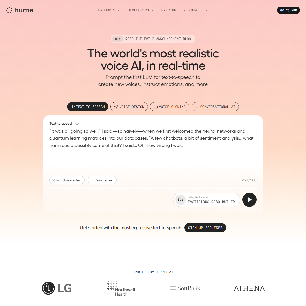 Hume AI - AI chatbots Tool Screenshot