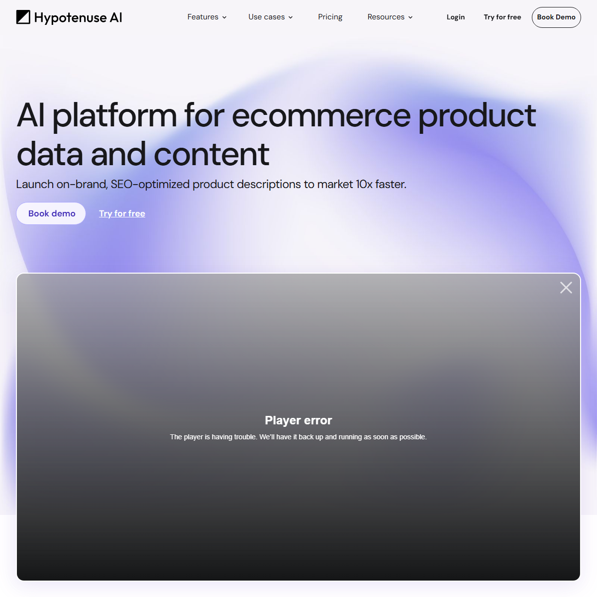 Hypotenuse - copywriting Tool Screenshot