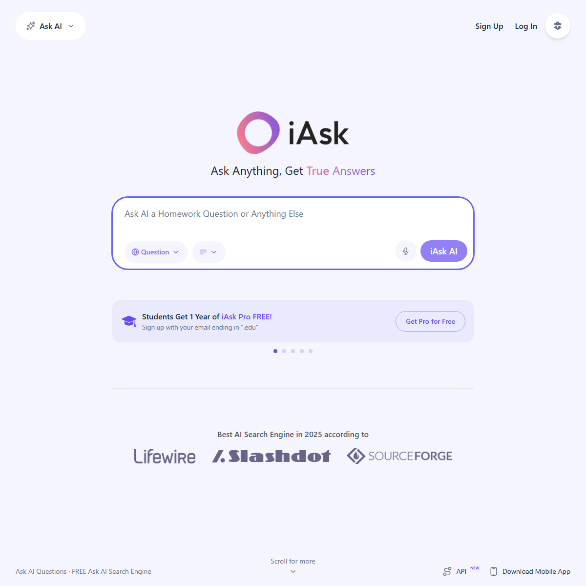 iAsk.AI - search engine Tool Screenshot