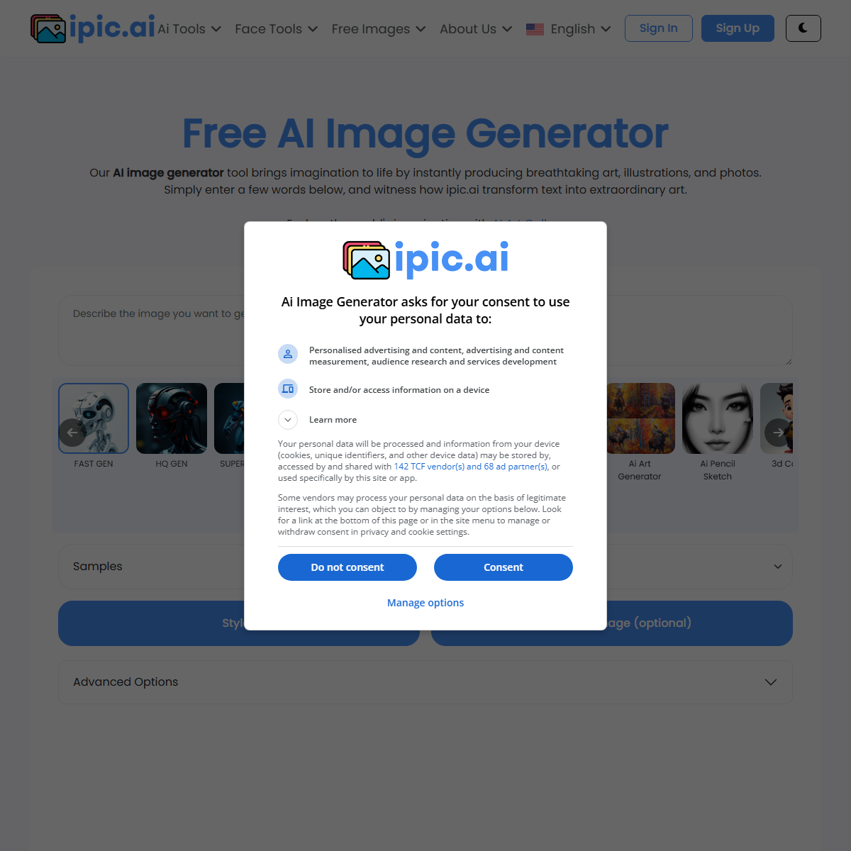 Ipic.ai - image generators Tool Screenshot