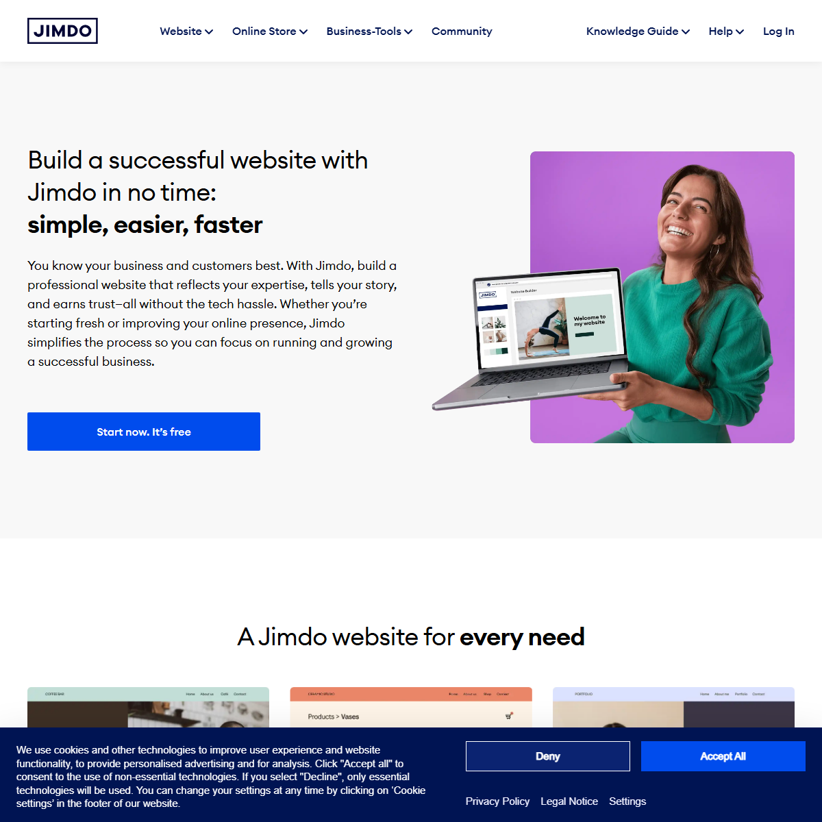 Jimdo - website builders Tool Screenshot