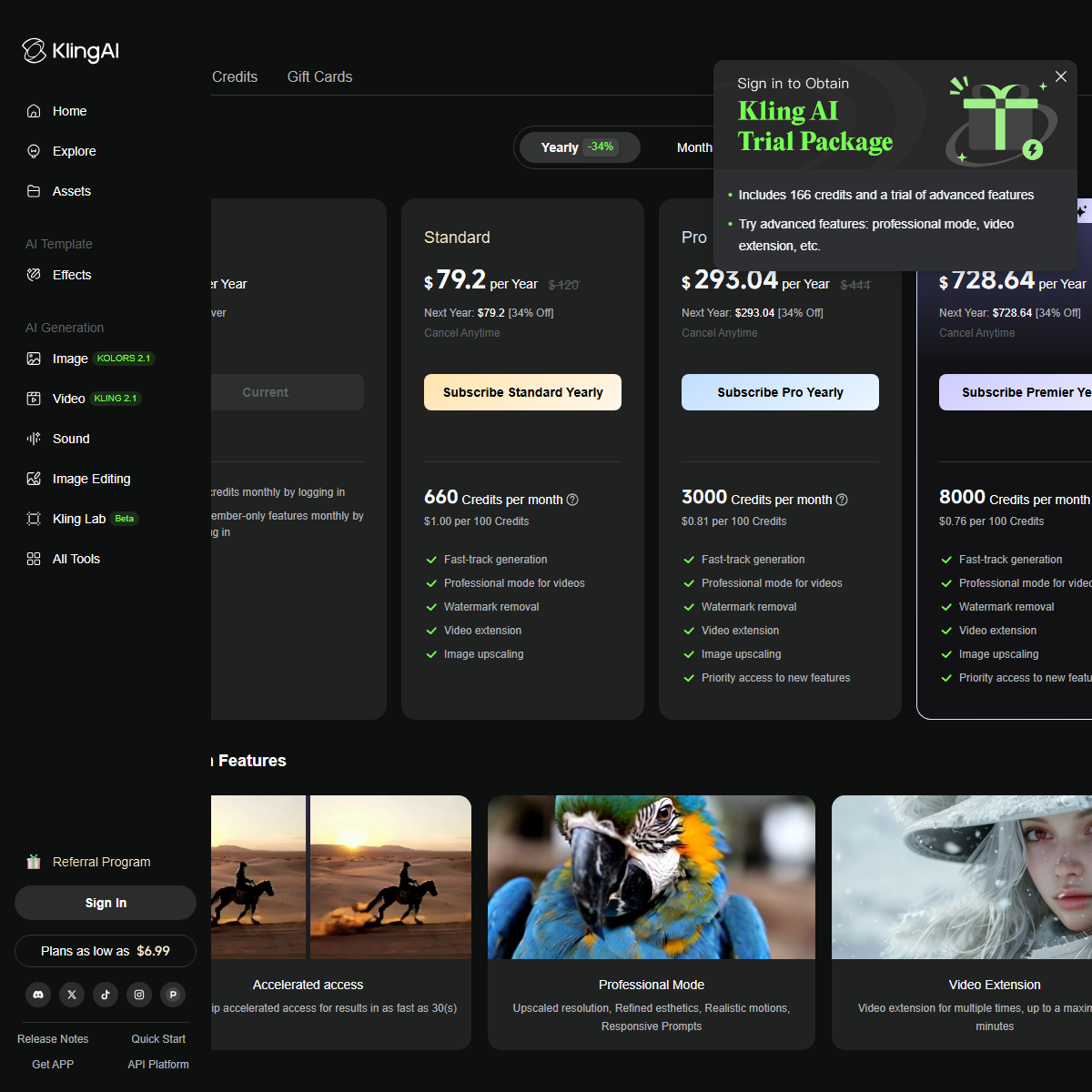 KLING AI - text to video Tool Screenshot
