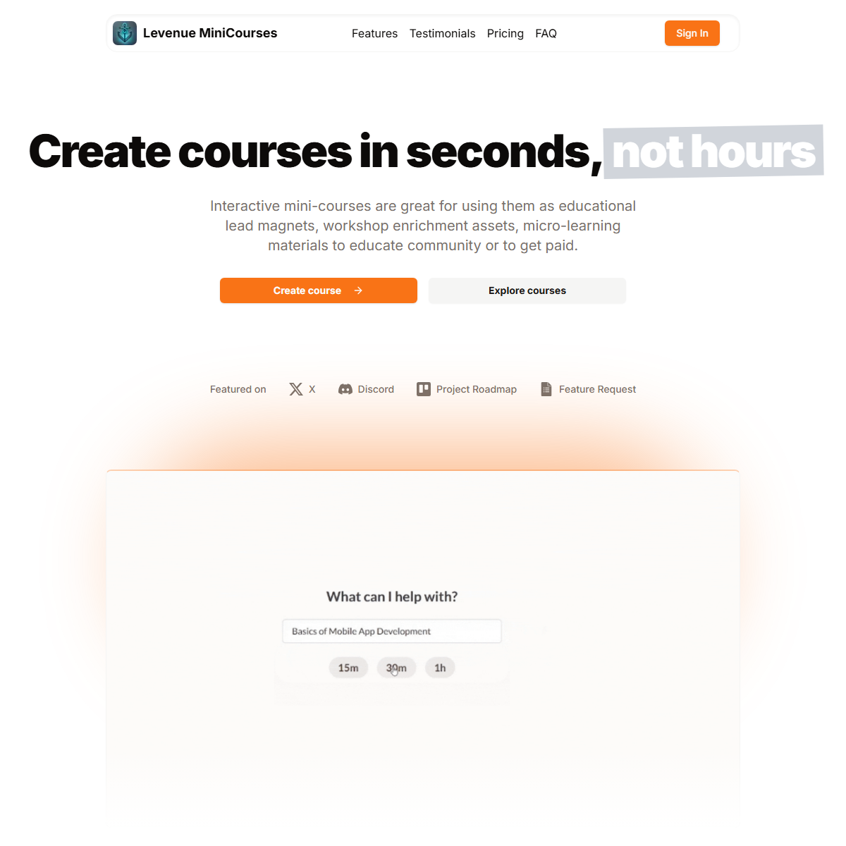 Levenue MiniCourses - education Tool Screenshot